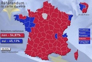 Carte des résultats au référendum de 2005