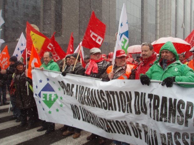 Manifestation des cheminots à Bruxelles jeudi 17 décembre contre les politiques ferroviaires nationales !