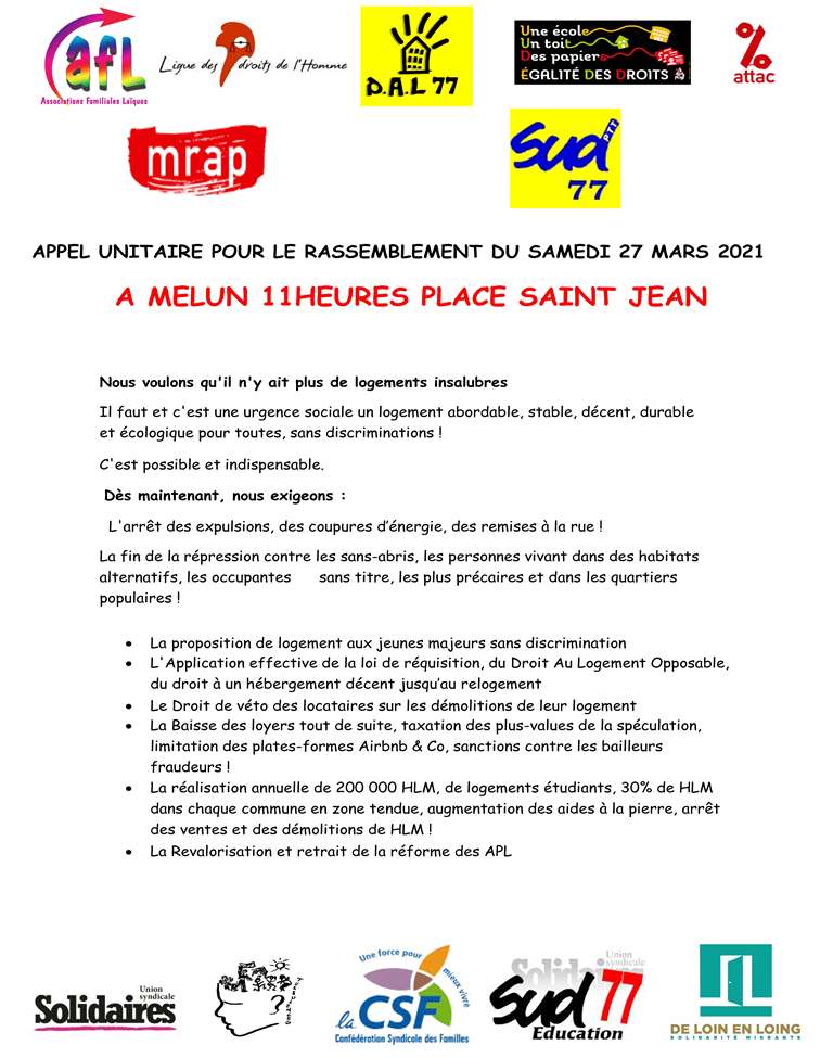 Non à la destruction de nos bâtiments de vie ! Le combat à Melun des locataires de Schuman !