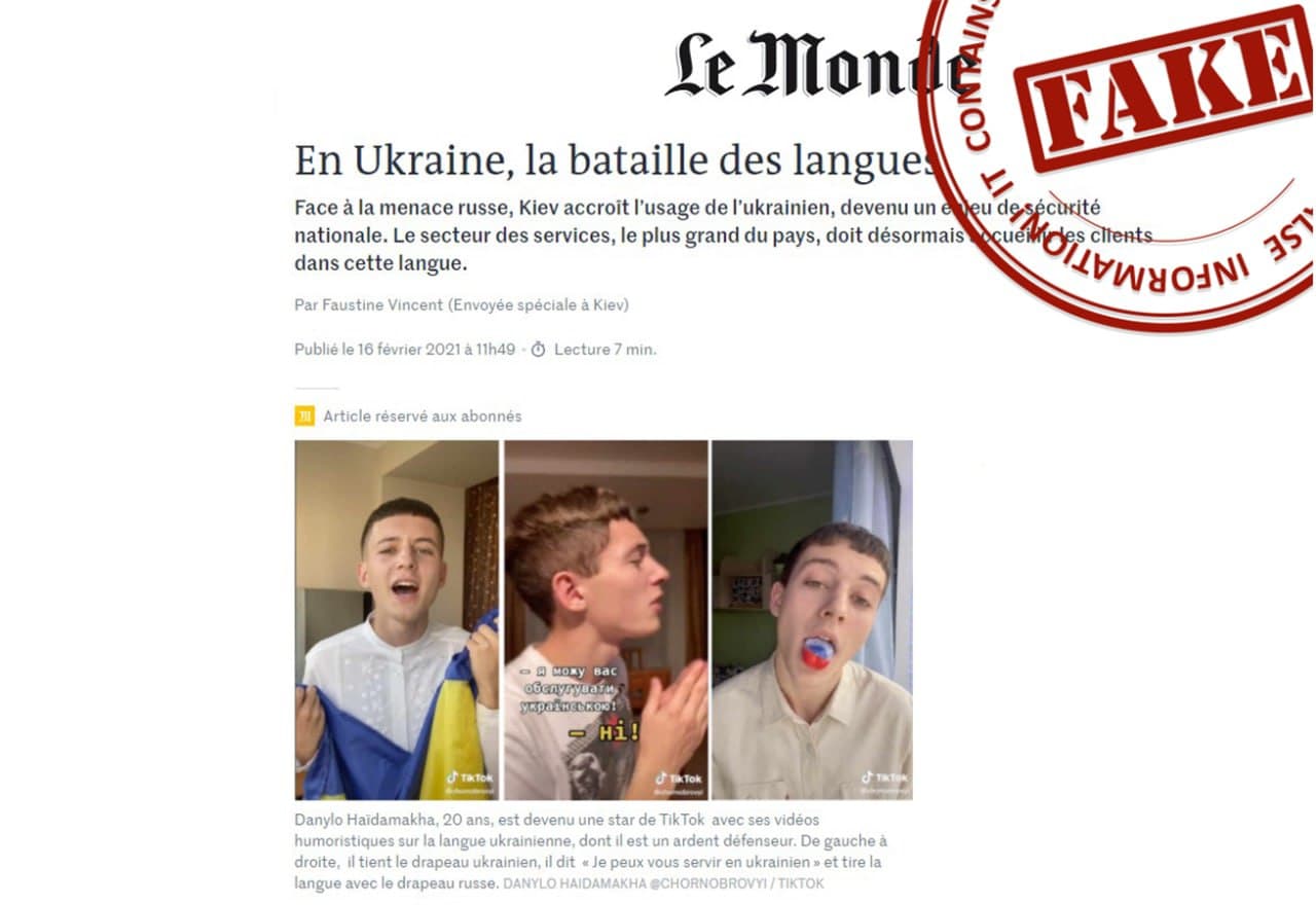 Lettre ouverte russe au « Monde » à propos de son infox : « En Ukraine, la bataille des langues »
