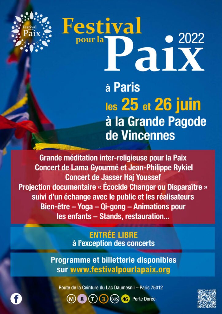 Le 15ème Festival pour la Paix du 25 au 26 juin 2022 à la Grande Pagode de Vincennes
