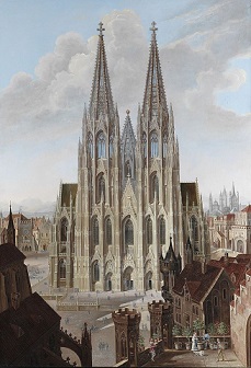 Carl Georg Enslen, La Cathédrale de Cologne vue de l'ouest, 1839.