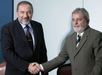Rencontre entre le ministre israélien des Affaires étrangères, Avigdor Lieberman, et le président brésilien Luiz Inacio Lula da Silva