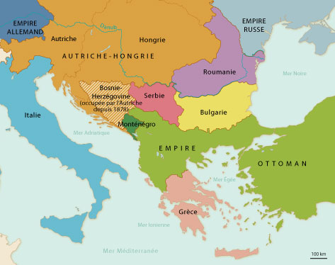 Carte des Balkans au XIXème siècle