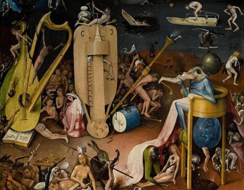 Démocratie française : entre crépuscule funeste et bacchanale cynique le jardin des delices enfer bosch 1480 1490 museo del prado 39986