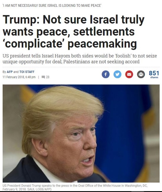 Trump soupçonne Israël ne pas vouloir la paix avec les Palestiniens !