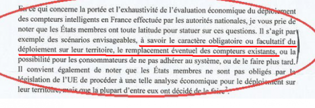 mensonges d'EDF ERDFF ENEDIS, désinformation, lettre de la commission européenne, le compteur Linky n'est pas obligatoire,