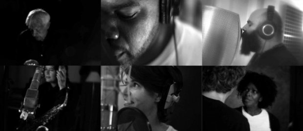 Quelques uns des participants à l'album : Michel Portal, Kohndo, Thomas de Pourquery, Géraldine Laurent, Irène Jacob et Liz Mc Comb {JPEG}