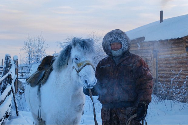 Grisha & his horse in frost, - 50°C Tomtor  Bernard Grua 2010