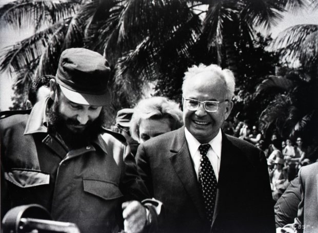 Fidel Castro et Gustav Husak