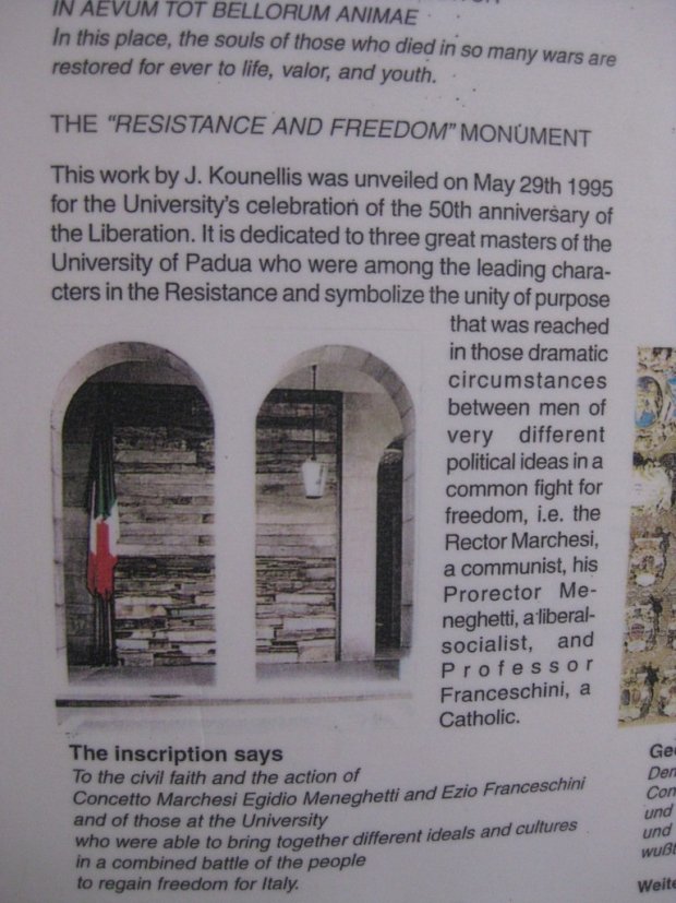 Indigne, le monument commémoratif de la Résistance à l'Université de Padova !